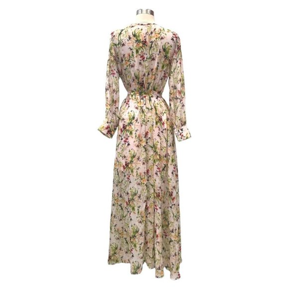 Wrap Maxi dress, Size M, V-neck, Long sleeves, Floral print, HANNI - Picture 3 of 3